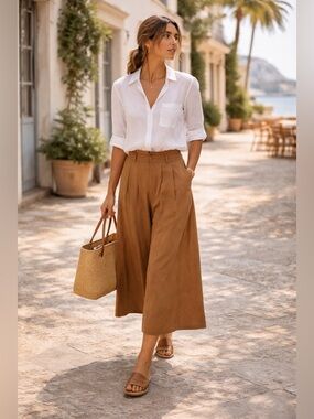 NWT Banana Republic | Brown Culottes | Pleated Cropped Pants | 10 Petite